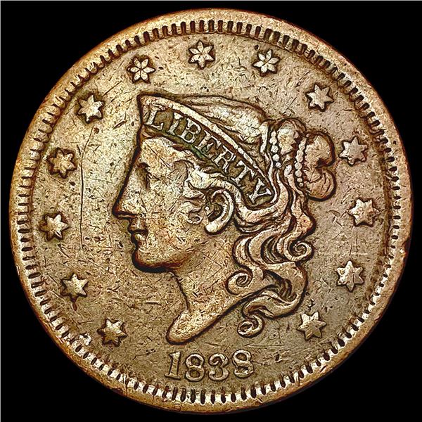1838 Coronet Head Large Cent LIGHTLY CIRCULATED