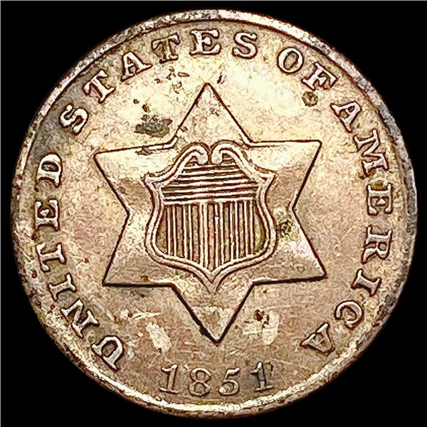 1851 3 Cent Silver CLOSELY UNCIRCULATED
