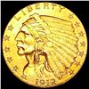 Image 1 : 1912 $2.50 Gold Quarter Eagle UNCIRCULATED