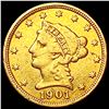 Image 1 : 1901 $2.50 Gold Quarter Eagle CLOSELY UNCIRCULATED