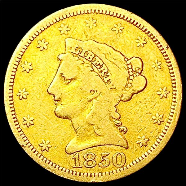1850 $2.50 Gold Quarter Eagle NICELY CIRCULATED