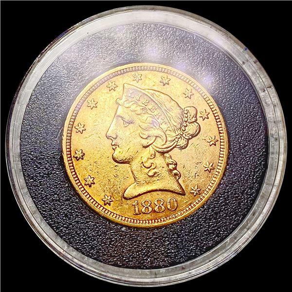 1880 $5 Gold Half Eagle CLOSELY UNCIRCULATED