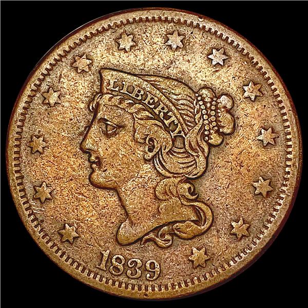 1839 Braided Hair Large Cent LIGHTLY CIRCULATED