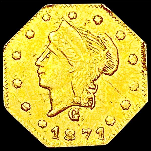 1871 BG-768 Octagonal California Gold Quarter NEARLY UNCIRCULATED