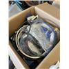 Image 8 : BIN AND 3 BOXES OF ELECTRICAL CORDS AND CABLE
