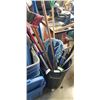 Image 2 : GARBAGE CAN FULL OF SCRAPERS, BROOM HANDLES AND MOP ETC.