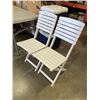 Image 2 : TWO FOLDING WHITE WOODEN CHAIRS AND FOLDING TABLE