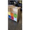 Image 2 : WOODEN STORAGE SHELF WITH COLORED BOXES