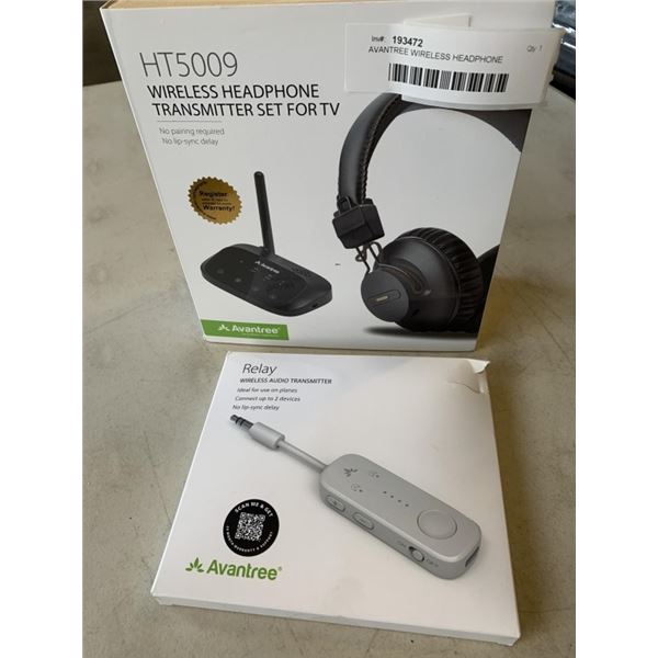 AVANTREE WIRELESS HEADPHONE TRANSMITTER SET AND AVANTREE RELAY WIRELESS AUDIO TRANSMITTER