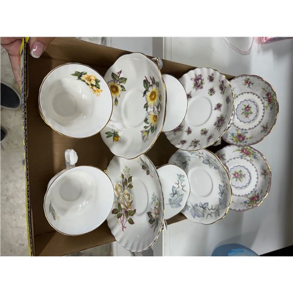 Royal Albert tea, cups, and saucers with stands