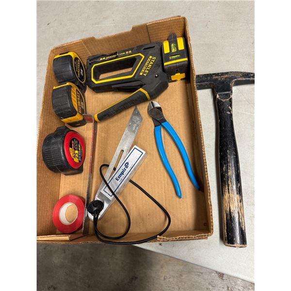 Tape measure, staple gun level and other tools