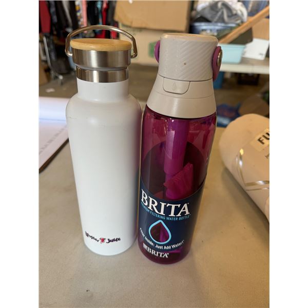 Britta water bottle and booster juice, water bottle
