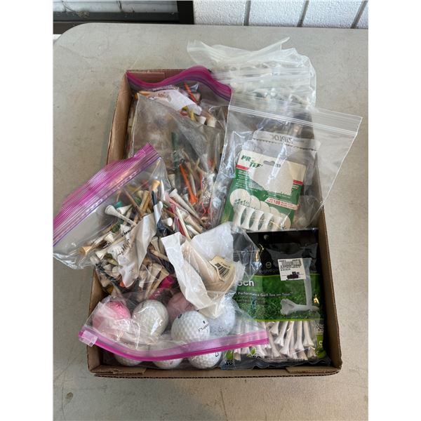 Golf tees and balls