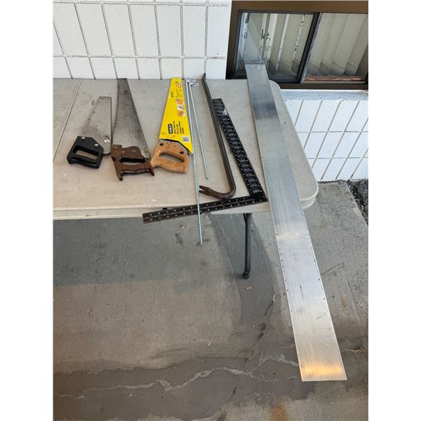 Saws, prybar square rebar, and metal