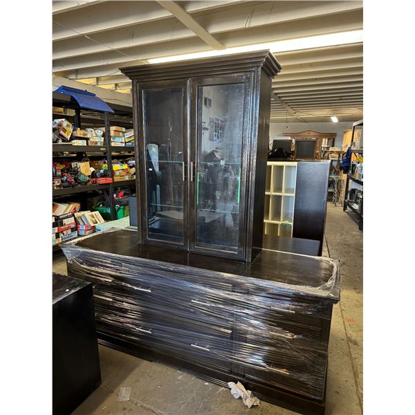 Two-piece cabinet one glass panel needs to be fixed proper it's loose