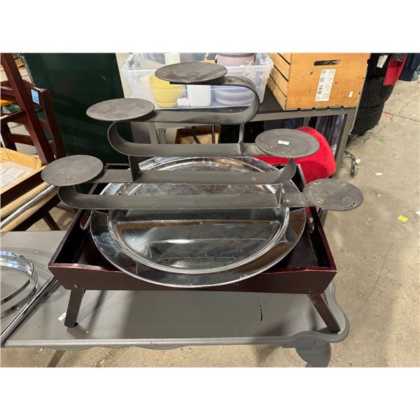 Folding lap tray, serving platter and Candle Holder