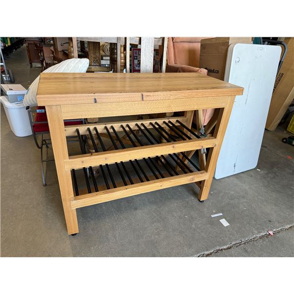 Custom built wine rack table 46 inches long 19 1/2 wide 39 1/2 tall