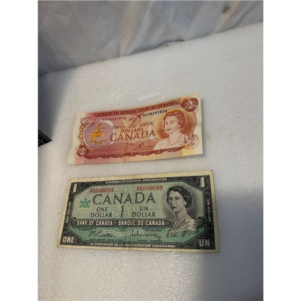 18 67–19 67  1 dollar bill, 1974 two $ bill