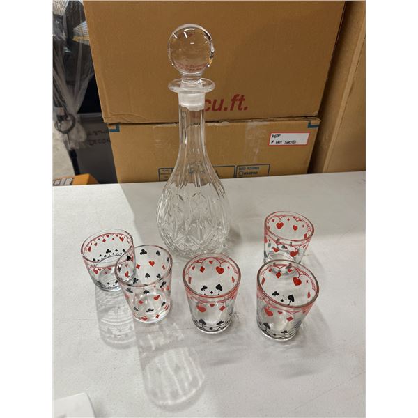 Decanter and vintage glasses