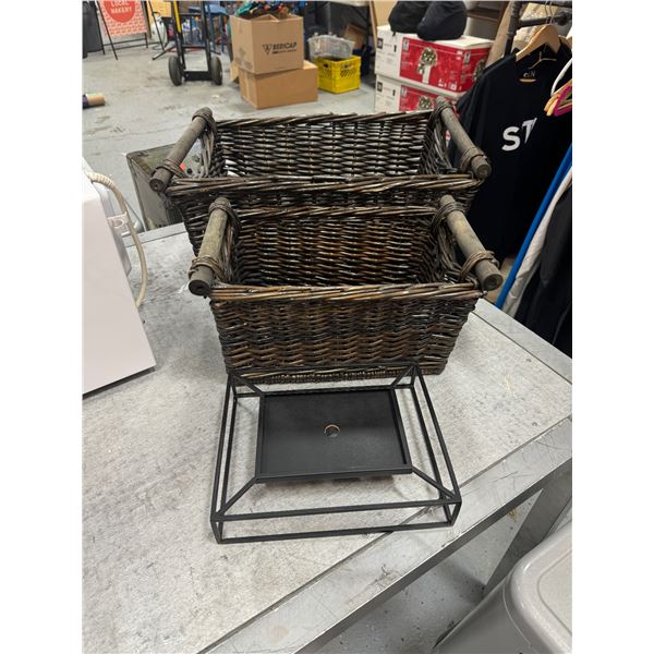 Baskets and sign holder