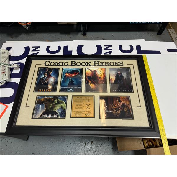 Comic book heroes while hanging