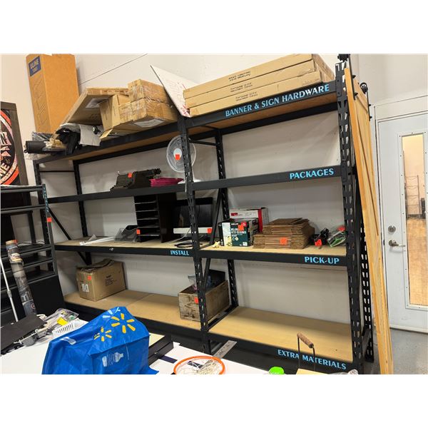 Metal racking Approximately 151 inches long 24 1/2 deep 90 inches tall