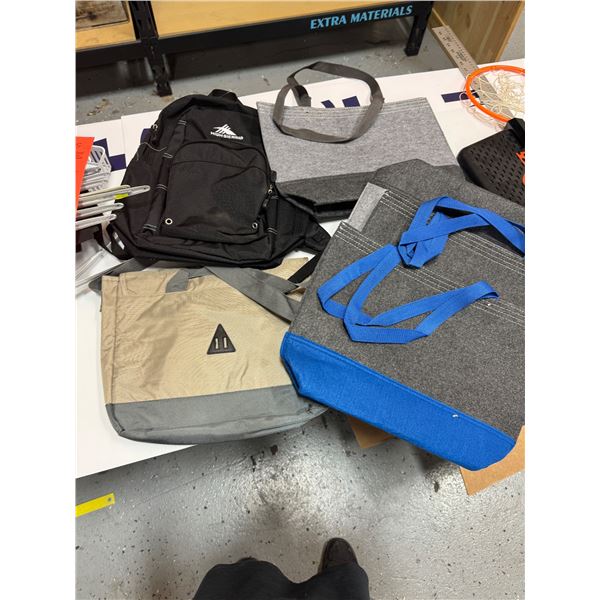 Assorted new bags and high Sierra backpack