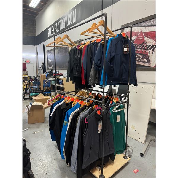 Industrial style two tiered clothing rack not the clothing