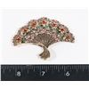 Image 1 : NEW GOLD TONE ANTIQUE STYLE RHINESTONE FAN BROOCH