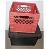 Image 1 : TWO STORAGE CRATES (1 RED, 1 BLACK)