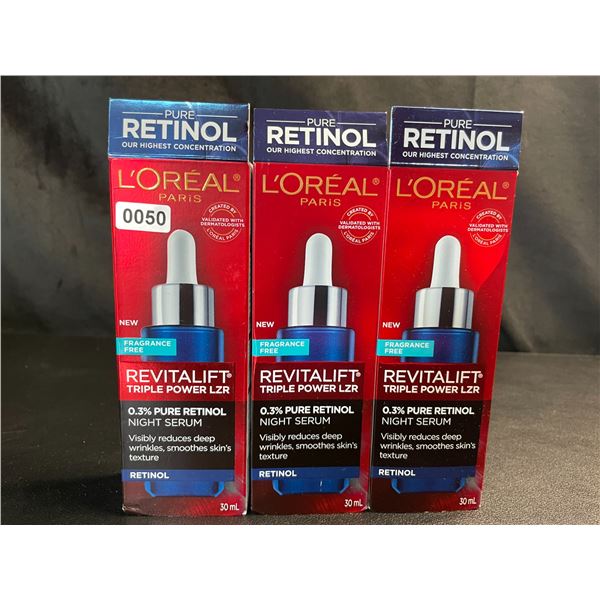 Lot of 3 Loreal Revitalift Triple Power Lzr Retinol Night Serums/Skincare Serums - Brand New