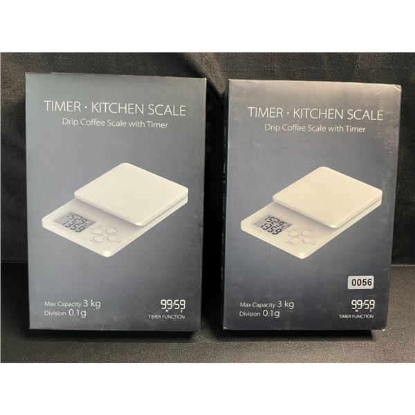 Lot of 2 Kitchen Scales/Drip Coffee Scales with Timers - Brand New! (3kg Capacity)