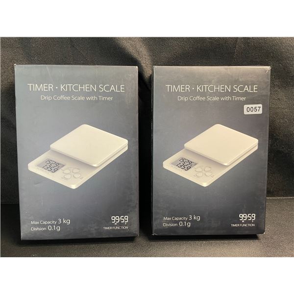 Lot of 2 Kitchen Scales/Drip Coffee Scales with Timers - Brand New! (3kg Capacity)