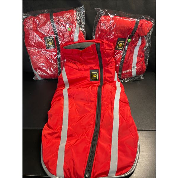 Lot of 3 Waterproof Reflective Raincoats for Dogs - Size 4XL - Red - Brand New!