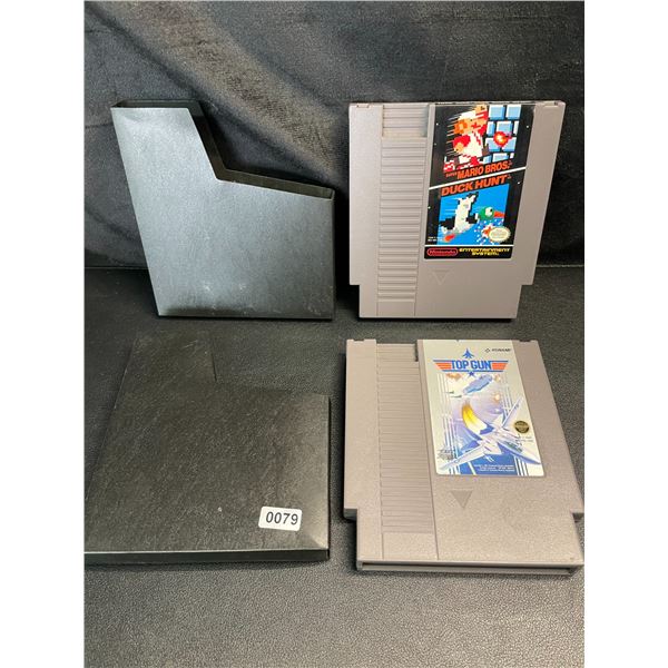 Lot of 2 NES Nintendo Games - Super Mario Bros/Duck Hunt & Top Gun - Used
