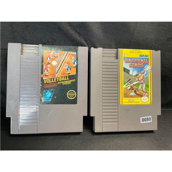 Lot of 2 NES Nintendo Games - Volleyball & Baseball Stars - Used