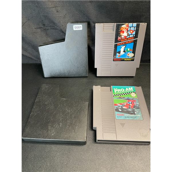 Lot of 2 NES Nintendo Games - Super Mario Bros/Duck Hunt & R.C. Pro-Am Racing Thrills - Used