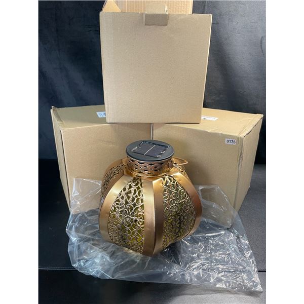 Lot of 3 Solar Decorative Hanging Hollow Lantern Style Lights - 7inch - Brand New!