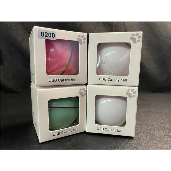 Lot of 4 Smart USB Rechargeable Cat Toy Balls - Brand New