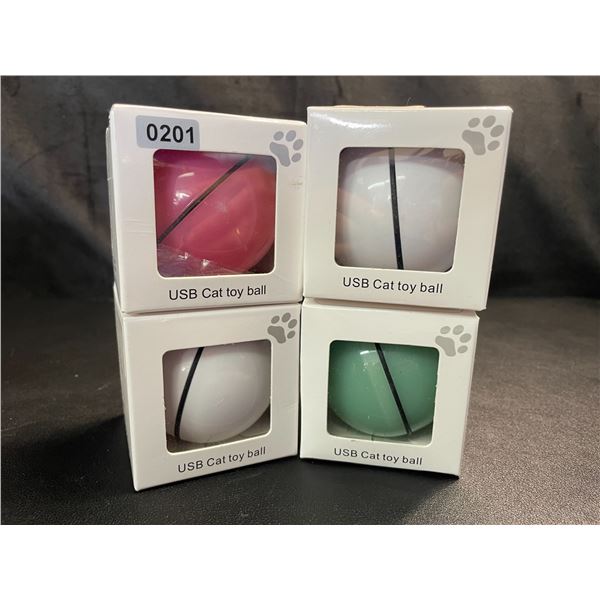 Lot of 4 Smart USB Rechargeable Cat Toy Balls - Brand New
