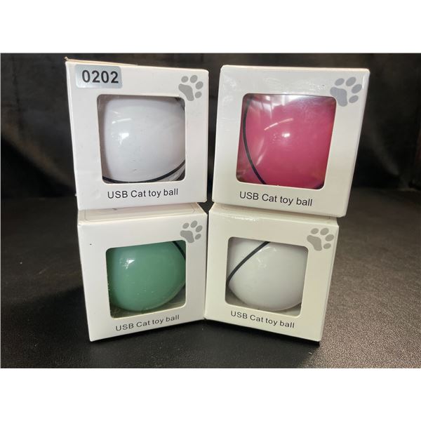 Lot of 4 Smart USB Rechargeable Cat Toy Balls - Brand New