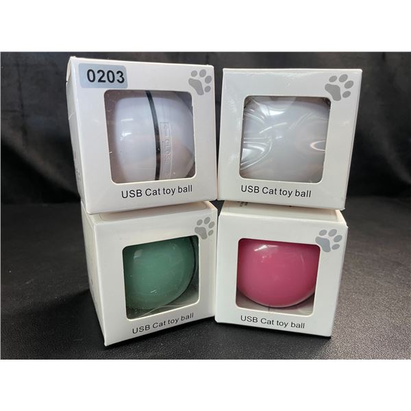 Lot of 4 Smart USB Rechargeable Cat Toy Balls - Brand New
