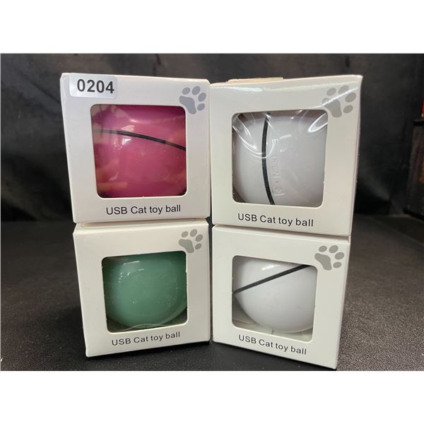 Lot of 4 Smart USB Rechargeable Cat Toy Balls - Brand New