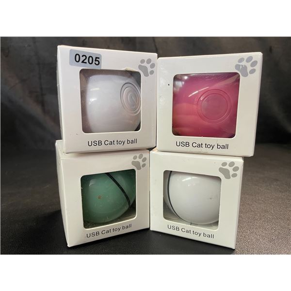 Lot of 4 Smart USB Rechargeable Cat Toy Balls - Brand New