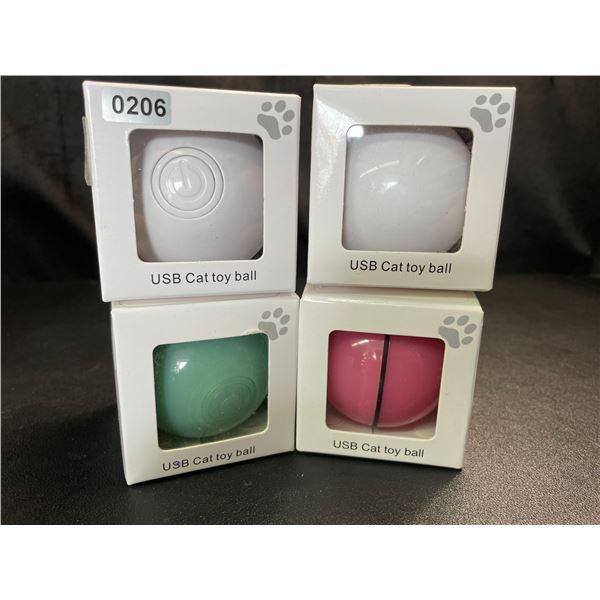 Lot of 4 Smart USB Rechargeable Cat Toy Balls - Brand New