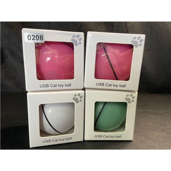 Lot of 4 Smart USB Rechargeable Cat Toy Balls - Brand New