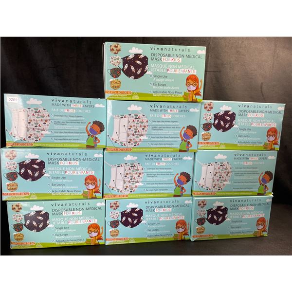 Lot of 10 Multi-Pack Boxes of Disposable Non-Medical Face Masks for Kids - 50pcs Each - New