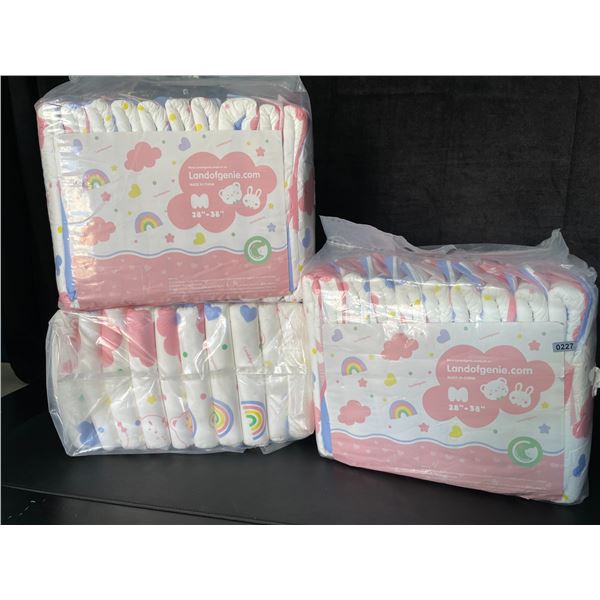 Lot of 3 Packs of Landofgenie Adult Printed Diapers/Incontinence Underwear - M (28-38") - New