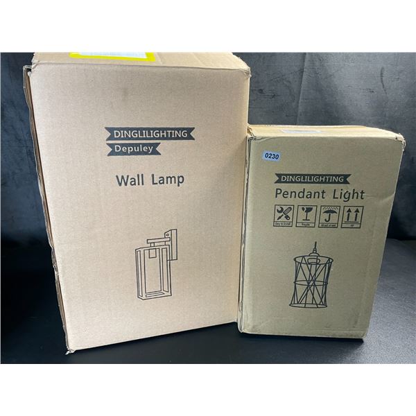 Lot of 2 Boxes of Assorted Outdoor Wall Lamps/Pendant Lights - Brand New