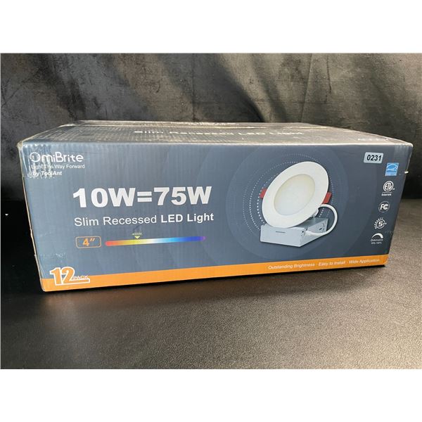 Lot of 1 Box of OmiBrite 4" Slim Recessed LED Lights - 12 Pack - Brand New!